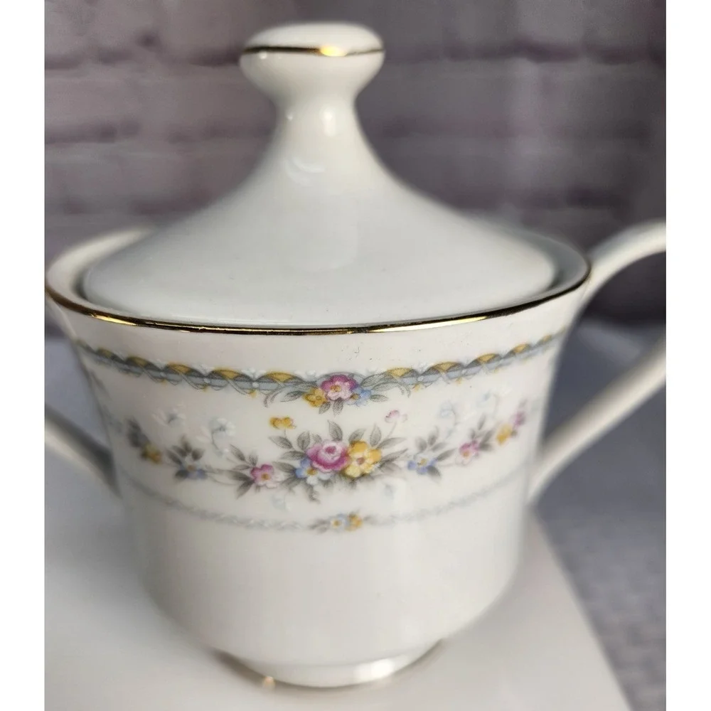 Baum Brothers Porcelain Cream and Covered Sugar Set Floral Pattern-Joy
